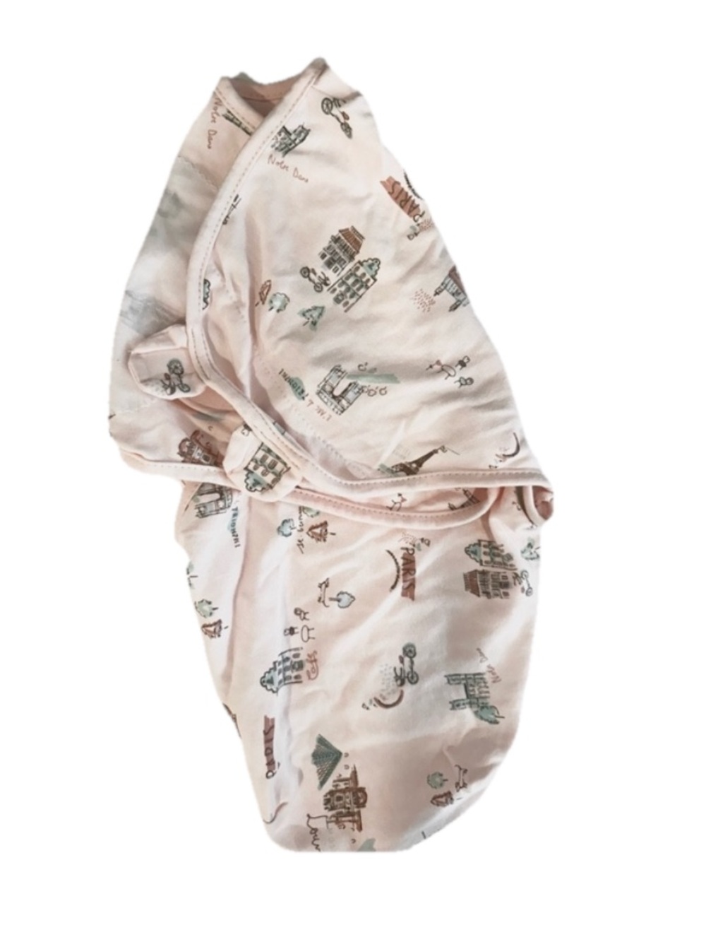 Baby Swaddle Wrap | Paris Print Newborn Blanket | Soft Pink Sleep Sack